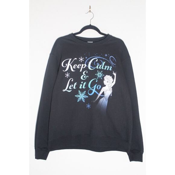 Disney Frozen Elsa 'Calm & Let it Go' Sweatshirt Women's Large - Cotton Blend - Picture 1 of 5